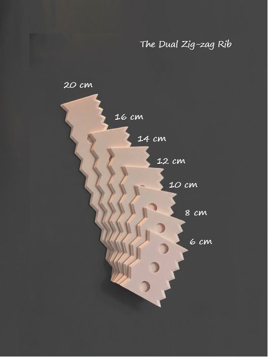 The Dual zig-zag Rib (6 - 20 cm) - Wheel Throwing Rib Tool